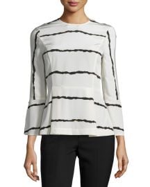 Striped Silk Bell-Sleeve Blouse at Neiman Marcus